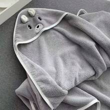 1 Stück Cartoon Tier Baby Kapuzenhandtuch, Kinder Korallenfleece Umhang Bademantel, Baby Wickeldecke zum Baden, Strand, Ganzjährig - Verschiedenfarbig - Übersicht 10