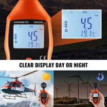 Handheld Anemometer, 14℉-113℉, Digital Wind Speed Meter Gauge With LED Backlight Screen, Measures Wind Velocity Wind Temperature Air Flow Wind Chill, For Sailing Surfing Drone Flying HVAC - Orange - View 5