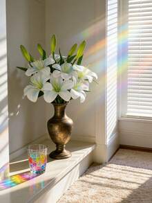 1/2 Stück künstliche Lilien Blume, Deko Blume für Schlafzimmer, Wohnzimmer, Kommode, Hochzeit, Braut Kulisse, Strauß, Anstecker, Bogen, Party, Geschenk, Weihnachten, Halloween - Verschiedenfarbig - Übersicht 4