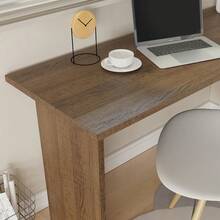 Escritorio Mesa De Esquina Madesa Lisboa 3 Cajones BM 01 - Blanco y Marrón - Ver 7