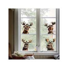 4 Packs Festive PVC Elk Car Window Stickers, Smiling Reindeer Car Glass Decals For Christmas And New Year Decorations - 4pcs - View 3