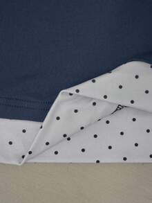 时尚休闲女式波点印花雪纺拼接蝴蝶结装饰长袖上衣 春季 - 藏蓝色 - 查看 6