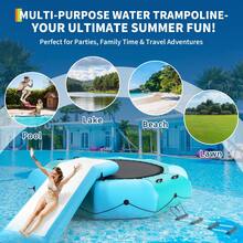 Trampolín Inflable de Agua 10FT - Plataforma Rebotante Flotante para Adultos con Escalera de Cuerda 4 Pasos, Soga de Amarre, Bomba de Aire y Bolsas de Anclaje - Ideal para Lago, Piscina y Océano - azul - Ver 7