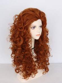 Voluminous Fluffy Long Curly Ginger Wig, High-Temperature Heat Resistant Synthetic Fiber, DIY Styling Friendly, Versatile For Daily Outings, Dates & Cosplay - Burnt Orange - View 5