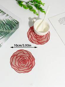 4-12pcs Waterproof Rose Flower Cup Coasters, Suitable For Dining, Coffee, Parties, Birthdays, Weddings And Banquets - Multicolor - View 4