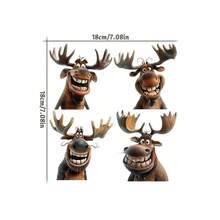 4 Packs Festive PVC Elk Car Window Stickers, Smiling Reindeer Car Glass Decals For Christmas And New Year Decorations - 4pcs - View 6