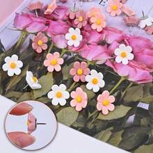 12pcs Acrylic Flower Push Pins - Cute Colorful Flower Shaped Push Pins Suitable For Photo Wall, Cork Board And Office Decor, Multi-Color Flower Push Pins For Bulletin Board And Photo Display - Multicolor - View 5