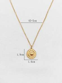 1 chiếc mặt dây chuyền hình la bàn Viking và mặt trời bằng thép không gỉ mạ vàng 18K, phụ kiện kim loại hình đồng xu thời trang và đa năng. - Vàng - Xem 4