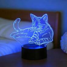 1 pieza Lámpara de noche con diseño de gato perezoso, lámpara de escritorio LED de color cambiante, alimentada por USB, adecuada para fiestas, Navidad, Día de San Valentín, regalo de cumpleaños para familia, pareja, amigos - luz policromática - Ver 9