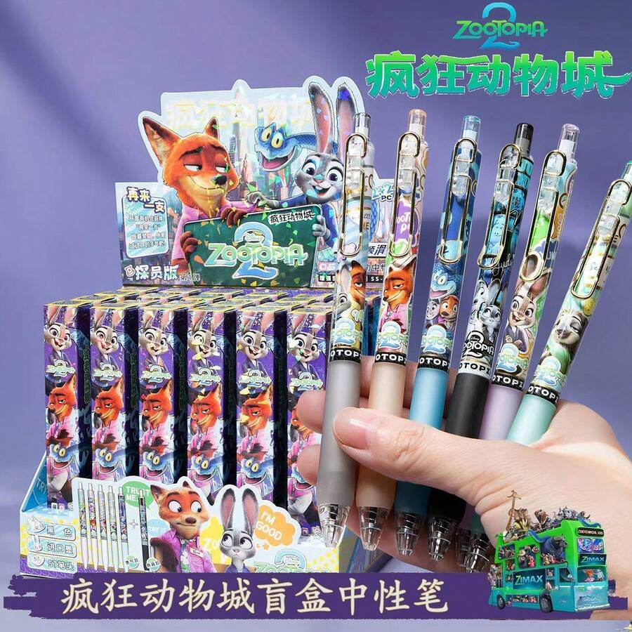Authentic Disney Zootopia Peripheral Cartoon Cute Stationery Press Neutral Pen Rabbit Officer Pen Student Black Quick Drying Signature Pen Essential Supplies For School Start Gifts Jingxi Boxed Design Random - 1 Random - View 1
