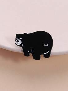 1Pc Fun Black Bear Enamel Pins Polar Bear Brooches Lapel Badges Cute Cartoon Animal Jewelry Gift For Friends - Black - View 6