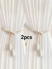 1件/2件装橄榄绿窗帘绑带，多种颜色可选，适用于窗帘固定和装饰，生日和毕业礼物 - 米色 - 查看 10