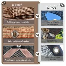 5x6M Malla Sombra Raschel Protección UV del 95 %, Toldos para Exteriores para Jardín con Ojetes Metálicos + 4 Cuerdas de 10mTela Sombreado para Invernadero, Patio, Plantas, Cobertor para Perrera - La red proporciona sombra, aislamiento, retención de humedad y refrigeración, La tela para sombra es fácil de instalar y quitar, lo que le permite colgarla y quitarla sin esfuerzo - Café integral - Ver 4