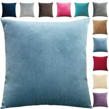 zxFunda de Almoada rativa Fundas de Coines De Terciopelo Suave Color Cremallera Pillowcase  ogarSofa Cama Silla Coce racion de Interes Wumaue 45 x 45 sofa cama - Azul claro - Ver 1