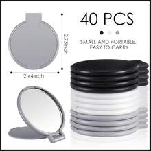 40 Pieces Compact Mirrors Bulk Gifts Mini Vintage Pocket Mirrors For Purse Small Portable Folding Round Makeup Stuffs For Travel Daily Use Party Favors Women (White,Black,Gray) - 白色 - 查看 3