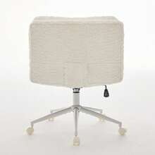 Home Office Chairs - Cream + Faux Fur + Foam - View 6