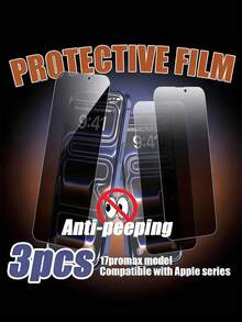 3片装钢化玻璃隐私屏幕保护膜，防窥、防指纹、防水、防震，兼容 16/16 Pro/15/15 Pro Max/13/14 Pro Max/17/8 Plus/11/12/XR/X/XS/17/17 Air/17 Pro/17 Pro Max - 黑色 - 查看 20