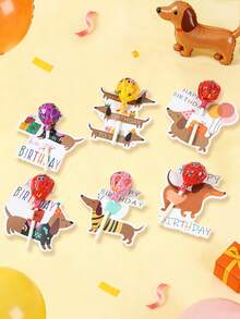 一套卡通腊肠犬主题生日横幅，可用于背景装饰，包含彩色生日快乐悬挂彩旗、腊肠犬造型棒棒糖卡、礼品标签卡，适用于房间装饰、家居装饰、一周岁生日派对装饰、婴儿派对装饰、性别揭晓派对装饰、宠物腊肠犬派对装饰、生日派对用品、婴儿派对用品。 - 臘腸狗 - 查看 2