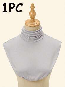 1pc/2pcs Women Elegant Solid Color Pleated Detachable Collar, Comfortable Skin-Friendly Turtleneck Dickey Shirt Collar, Minimalist Undershirt, Suitable For Daily Wear - 2-piece Elastic Collar - View 26