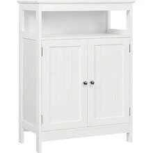 Bathroom Floor Storage Cabinet, Wooden Free Standing Storage Organizer With 2 Doors & Adjustable Shelves, For Living Room Hallway, White - trắng - Xem 1