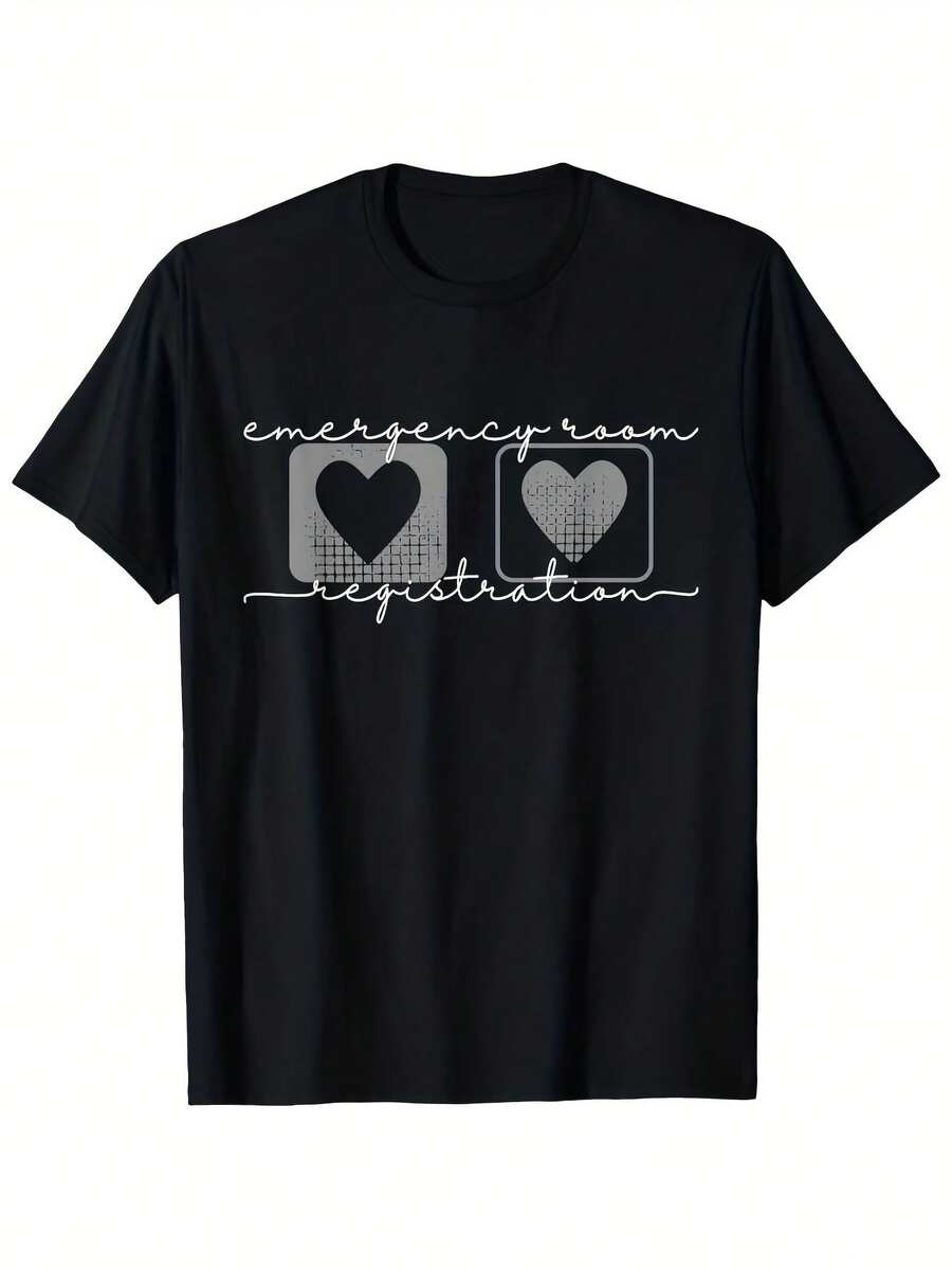 Camiseta de enfermería de registro de sala de emergencias para hombre - Camiseta médica vintage con gráfico de registro de sala de emergencias, negra con texto blanco - Trabajador de la salud para todas las estaciones, uniforme de hospital o - Negro 9 - Ver 1
