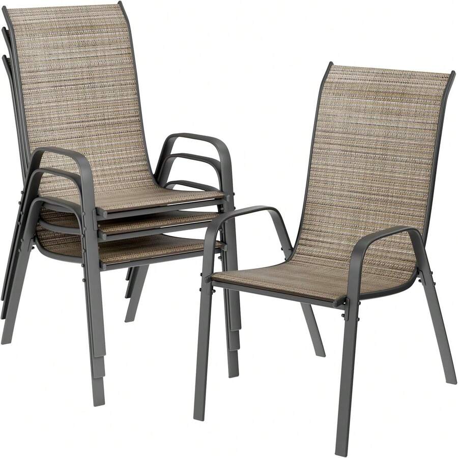 Set Of 4 Folding Chairs, Balcony Chairs, Aluminium Garden Chair, Aluminium Camping Chair, Black - 棕色 - 查看 1