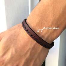 1pc Men's Custom Leather Bracelets, Engraved Bracelets, Retro Design, Personalized Gifts, Give Them To Him Or Her, Wedding Engraved Gifts, Men's Custom Jewelry, Gifts For Dad - Multicolor - View 1