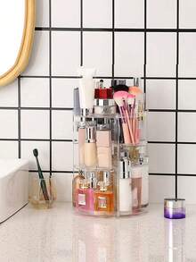 1个360°旋转化妆刷架及化妆品收纳架，桌面梳妆台储物架 - 彩色 - 查看 4