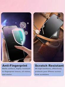 5pcs - Full Screen Matte Privacy Screen Protector Film Compatible With IPhone 17 Pro Max/17 Air/16 Pro Max/16e/15 Pro Max/14 Plus/13 Pro Max/12 Mini/11 Pro Max/XS Max And Other Models. Featuring Dual-Sided Privacy Filter, Compatible With Phone Cases, Full Screen Coverage. Anti-Peeping, Anti-Fingerprint, Upgraded Edge Protection, Scratch-Resistant, Easy Installation Without Bubbles. A Great Gift For Birthdays And For Friends/Family. - Black - View 3