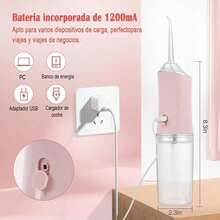 Irrigador Bucal Portátil Traje Limpiador Dientes Eléctrico Con 3 Modes 4 Nozzle IPX7 impermeable Portable Design Extraíble y Lavable inalambrica USB recargable Capacidad - ROSA - Ver 4