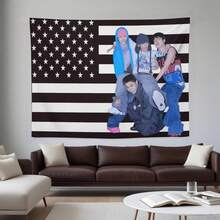 1pc Personalized K-Pop Lngshot Wall Tapestry,Lngshot Photo Flag Banner, Aesthetic Fan Room Decor Gift,Zillakami American Flag Tapestry – "Chaos King" Rap Wall Art Decor Tapestry,Tapestries Hanging Dorm Party Backdrop Decorations,Ideal Gift For Bedroom Living Room Corridor, Wall Art, Wall Decoration, Room Decoration - A - 查看 9