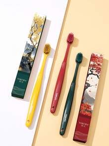 4pcs Sakura Flower Toothbrush Set, Chinese Style Gift Box With Protective Case, Soft Bristle Toothbrush For Travel, Valentine's Day - Multicolor - View 4