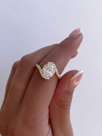 1 Stück luxuriöser, hochglänzender, eleganter Diamantring mit ovalem Rahmen aus 925er Sterling-Silber für Frauen, Abschlussball, bestes Feriengeschenk, hochwertiger Schmuck