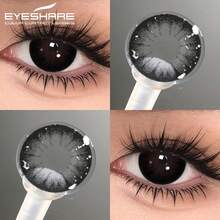 Eyeshare 1副彩色隐形眼镜，适用于自然灰色眼睛，黑色瞳孔镜片，棕色眼睛镜片，时尚巧克力色镜片 - 黑色 - 查看 2