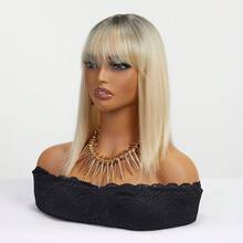 16英寸合成发片 女士发片 自然直发夹式假发 女士假发片 带刘海 - 彩色 - 查看 13