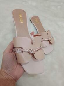 Women's Flat Sandal With Glitter And Knot Detail - Beautiful, Comfortable And Stylish - With Non-Slip Sole, Sizes 34 To 39. - 焦糖結 - 查看 6