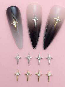 10件装合金星空水晶钻石美甲装饰品，迷你3D金属美甲饰品配件，美甲用品，美甲吊坠，美甲宝石 - 彩色 - 查看 1