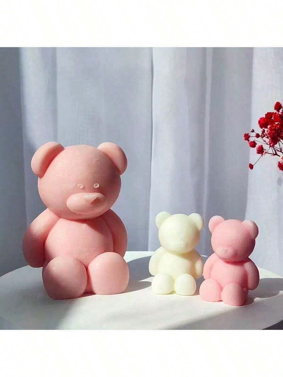 Bear Candle Silicone Mold DIY Sitting Bear Small & Large Handmade Soap Candle Gypsum Resin Decor Silicone Mold - A-White - View 1