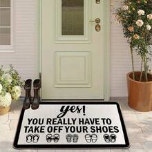 Gray Shoe Pattern Welcome Mats, Bathroom Rugs, Area Decorative Carpets, Non-Slip Entrance Hall Carpets, Washable Indoor Carpets For Entryway, Neutral Carpets For Hallway, Kitchen Mats, Floor Entrance Bathroom, Room, Suitable For Indoor And Outdoor Entrances, Black Non-Slip Doormat - Colored Shoe Pattern - View 5