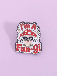 1Pc I'm A Fungi Cute Mushroom Enamel Pin Funny Pun Cartoon Mushroom With Fashion Glasses Brooch Lapel Badge Jewelry Gift For Friends ﻿ - Multicolor - View 3