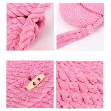 A Woven Cotton Rope Bag With Tassels, A Casual Shoulder Bag For Beach Holidays, A Simple And Versatile, Dumpling-Shaped Women's Bag. - Màu Hồng Tươi - Xem 5