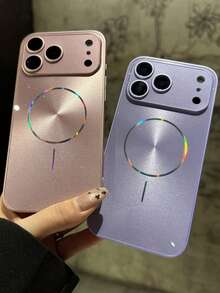 奢华磁吸硅胶闪粉亮面CD图案极光无线充电超薄手机壳，兼容 17 Pro Max、17 Pro、17、16 Pro Max、16 Pro、16、15 Pro Max、15 Pro、15、14 Pro Max、14 Pro、14、13 Pro Max、13 Pro、13，提供摄像头保护和防震功能，生日礼物、周年纪念派对佳品 - 淡紫色 - 查看 7