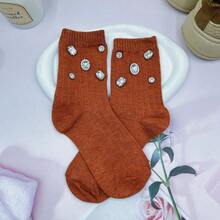 1/2/4 Pairs Women's Rhinestone Shiny Mid-Calf Socks, Cute & Breathable, Casual & Versatile, Comfortable & Durable, Fashionable & Easy To Match, Suitable For Spring & Summer, Lightweight Design, Ideal Gift For Women, Also Perfect For Valentine's Day, Mother's Day, Women's Day And Christmas - Multicolor - View 12
