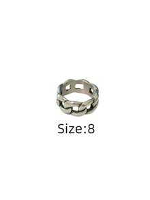 1pc Stainless Steel Unique Chain Design Niche Punk Style Hypoallergenic Waterproof Fade-Resistant Everyday Wear Men Ring - Chain Men's Ring 3 - View 9