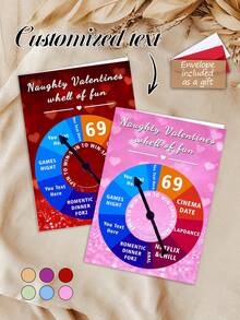 Thiệp chúc mừng xoay tròn cá nhân hóa, trò chơi xoay, kim chỉ xoay, hẹn hò đêm, thiệp Valentine nghịch ngợm cá nhân hóa với vòng quay vui nhộn, kèm phong bì, 6 lựa chọn màu sắc, quà tặng Valentine nghịch ngợm cho anh ấy/cô ấy, quà kỷ niệm, quà tặng cặp đôi. - Nhiều màu - Xem 1