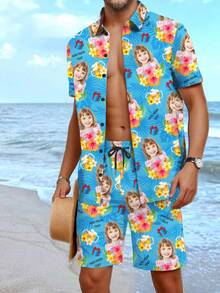 Customized Hawaiian Shirt Set, Sexualized Customization Of Male And Female Avatars, Family Members, Pets, Cartoons, Holiday Parties, Fun Shirt Set - Multicolor - View 4