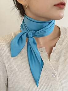 1pc Solid Color Scarf, Comfortable, Elegant, Unique, Classic, Versatile, Fashionable Women's Scarf For Spring/Autumn For Dress - Green - View 11