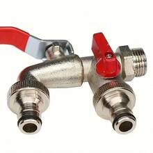 1 pièce Robinet de jardin à double sortie - Connecteur 1/2", parfait pour l'arrosage toutes saisons et l'entretien de la pelouse, compatible avec les arroseurs et les pistolets à eau, convient pour 10 emplacements différents, avec plusieurs composants et installation à trou unique Robinet extérieur - Taille unique - Voir 7