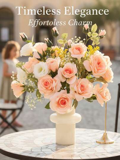 Artificial 3-Stem 3-Head Rose, Artificial Flowers, Artificial Plants, Yellow, Red, Pink, 75cm/29.5in, 19cm/7.4in, Polyester Fiber Material, PE Material, Table Top Decor, Centerpiece, Plastic Flowers, Artificial Plants, Factory Customization, Wedding Season, School Dormitory Office Decor, Outdoor Party Events, Holiday Birthday Party Decor. Valentine's Day Decor, Easter Decor, Home Entryway, Hotel Restaurant, Living Room Bedroom, Wedding Kitchen, Garden Decor