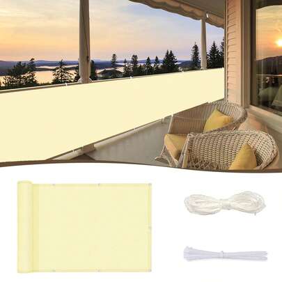 Durable Privacy Sun Shade Net Cloth, Suitable For Outdoor, Porch, Balcony, Apartment Railing, Blocks Dust And Leaves, Prevents Pets From Accidental Falling - Beige